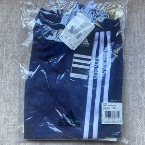 Vintage Adidas Soccer Running Shorts YOUTH LARGE Blue White Stripes 1990s 2000s